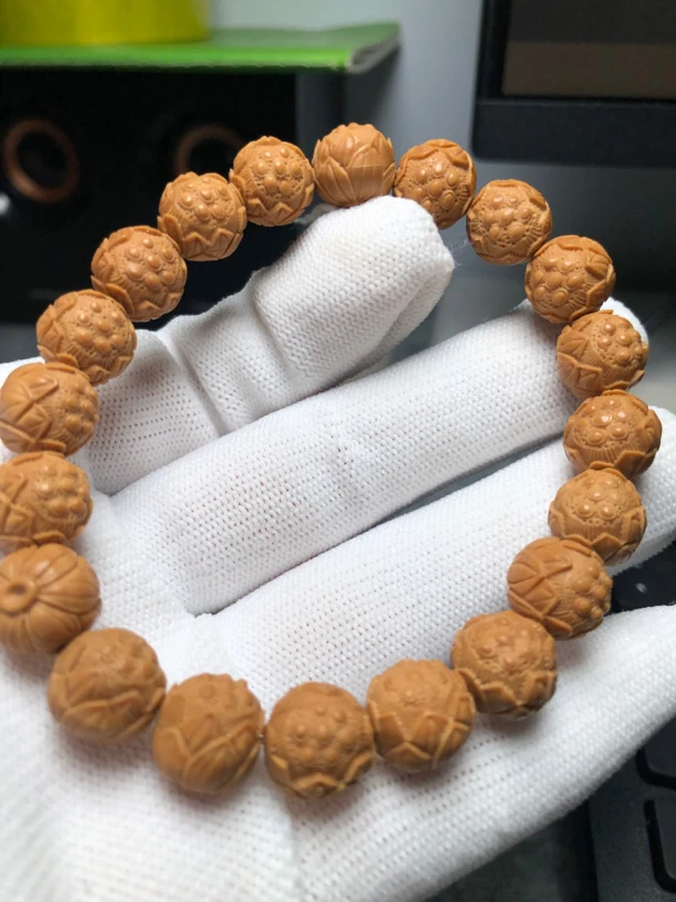 猴头核桃雕刻莲花手串1042