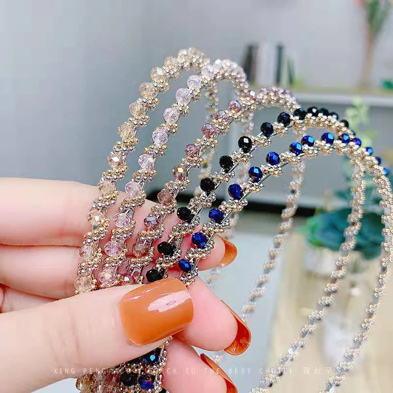 水晶发箍女百搭外出网红细款发卡洗脸头箍防滑简约韩版气质压发