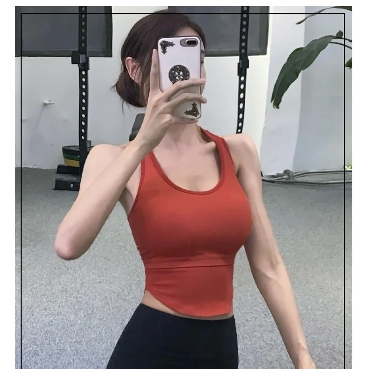 网红新款瑜伽服背心女速干衣专业防震聚拢健身服高弹跑步运动上衣