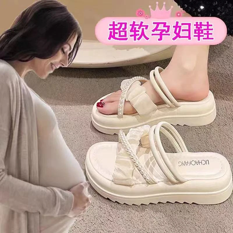 【粉丝2024】凉鞋女夏季新款松糕仙女风厚底两穿珍珠凉拖软底半拖鞋