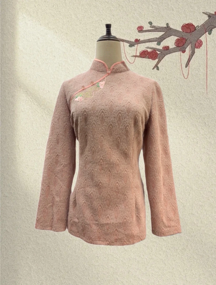 【玉花容】新中式气质立领秋冬 长袖修身时装 复古加厚旗袍版上衣