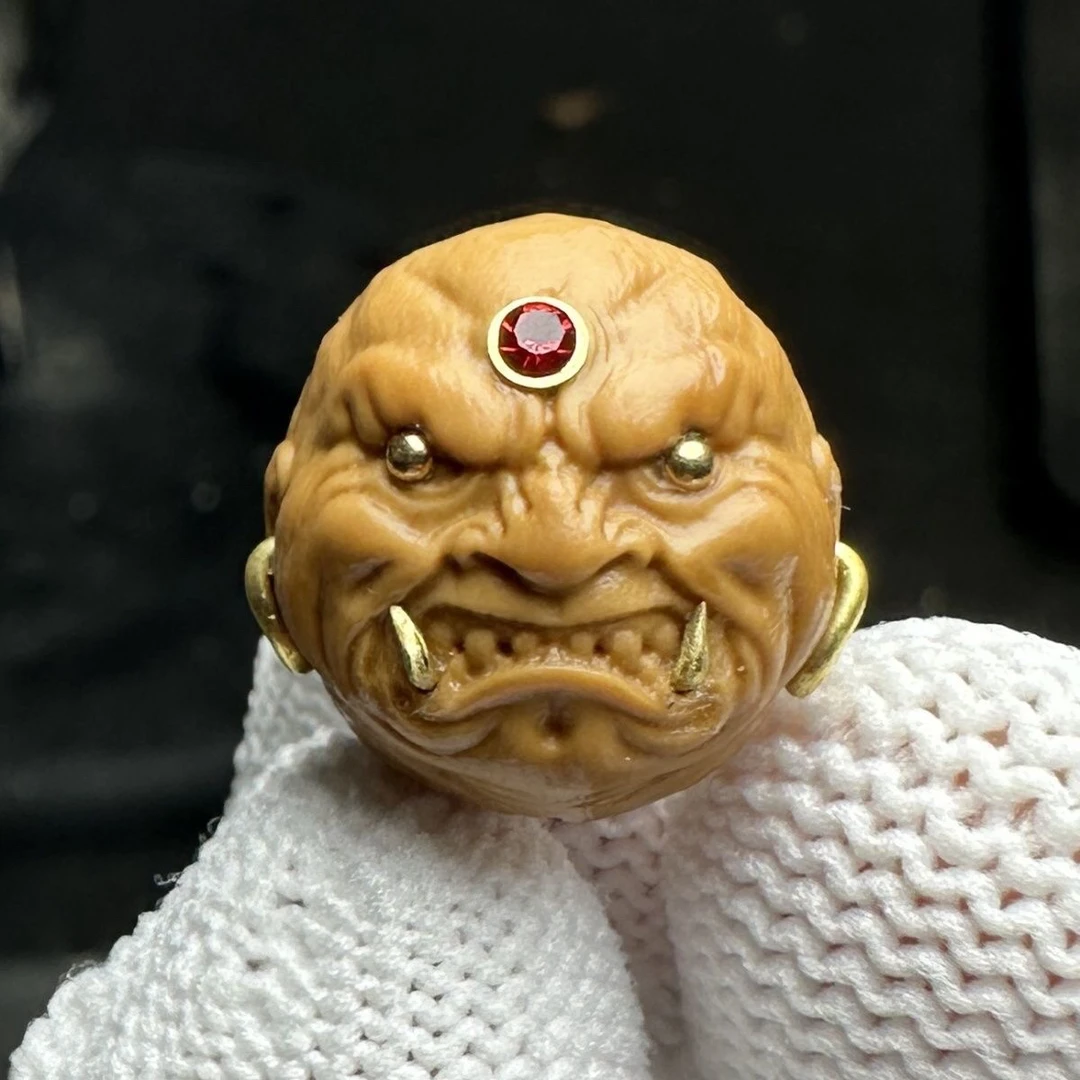 猴头核桃文玩 雕刻镶嵌单颗配饰吊坠 天眼獠牙恶僧