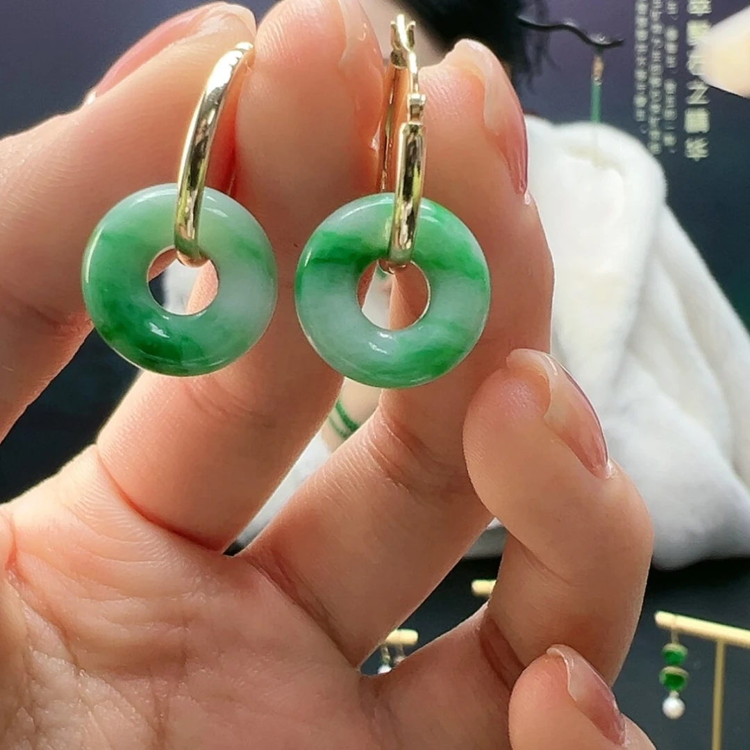 【闪购商品】翡翠耳饰18K金镶嵌