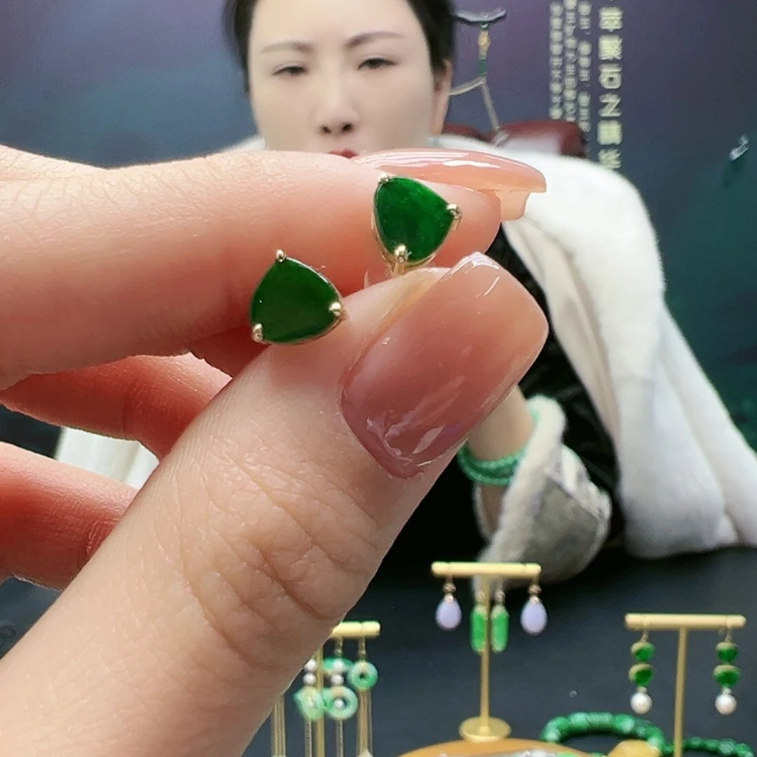 【闪购商品】翡翠耳饰18K金镶嵌