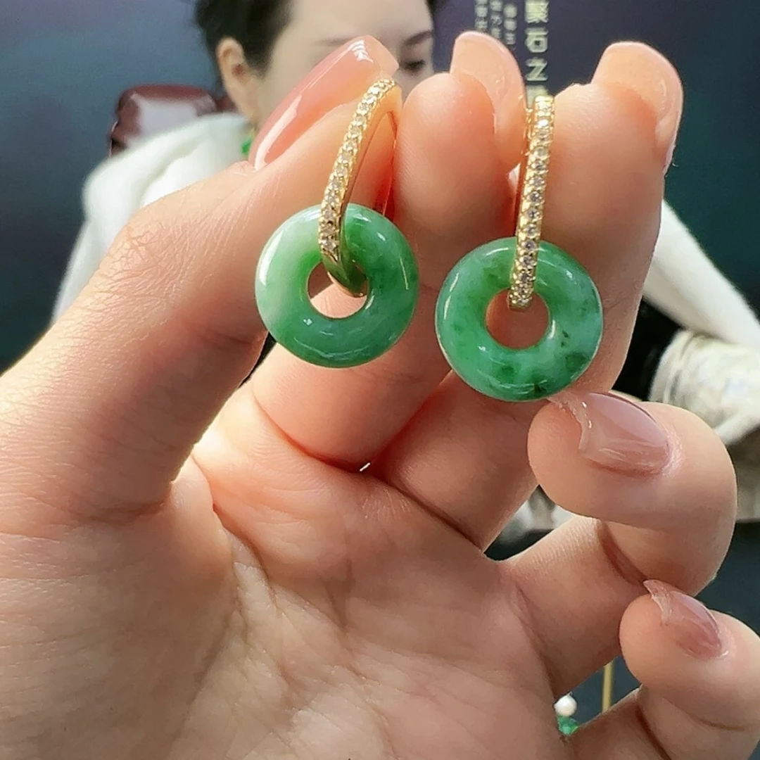 【闪购商品】翡翠耳饰银S925镶嵌