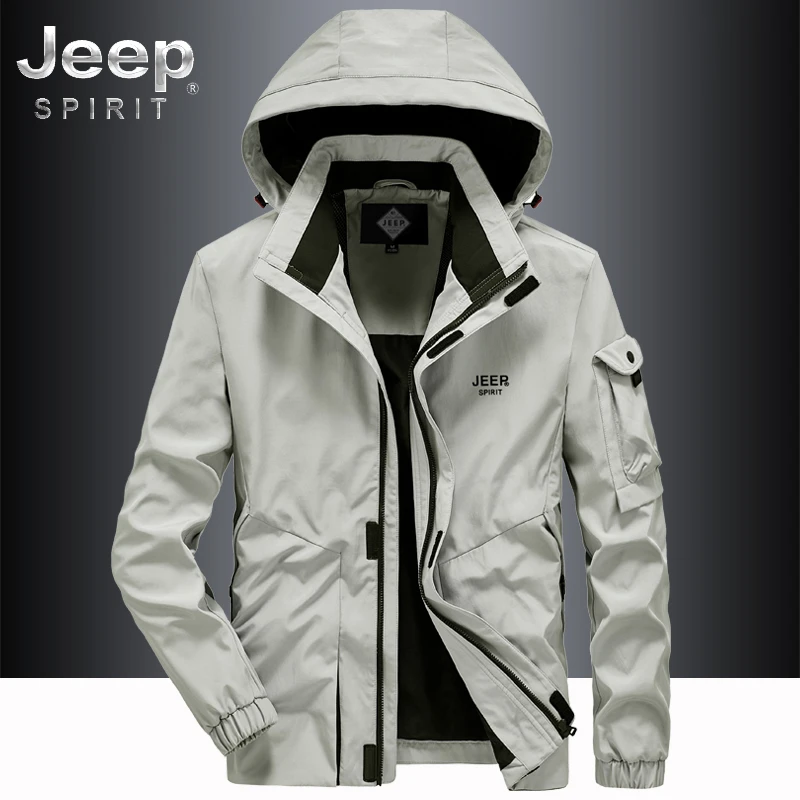 吉普JEEP2023春秋新款多口袋户外夹克男士运动防水防风纯色外套潮