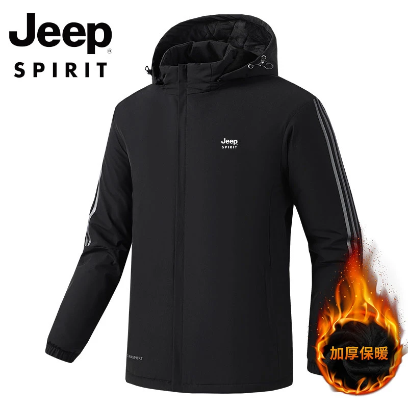 吉普JEEP棉服男2023秋冬保暖加绒加厚大码休闲棉衣户外工装外套