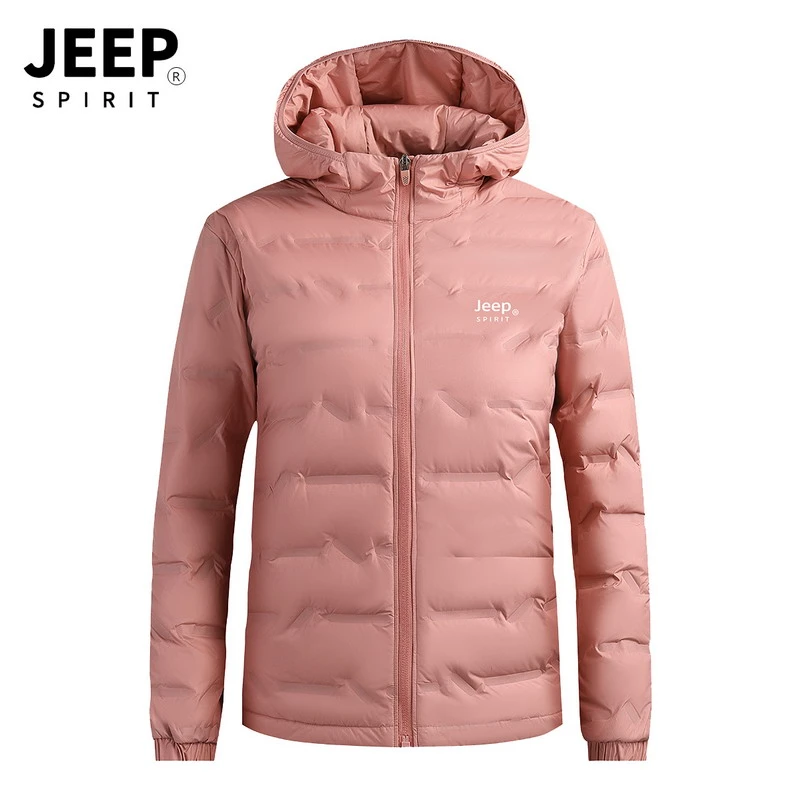 jeep吉普轻薄羽绒服女款时尚休闲户外连帽加厚防风保暖轻便外套潮