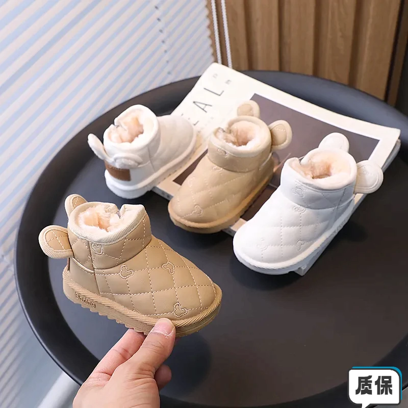 儿童雪地靴男0-1-3岁女宝宝软底保暖学步鞋加绒加厚保暖小童棉鞋