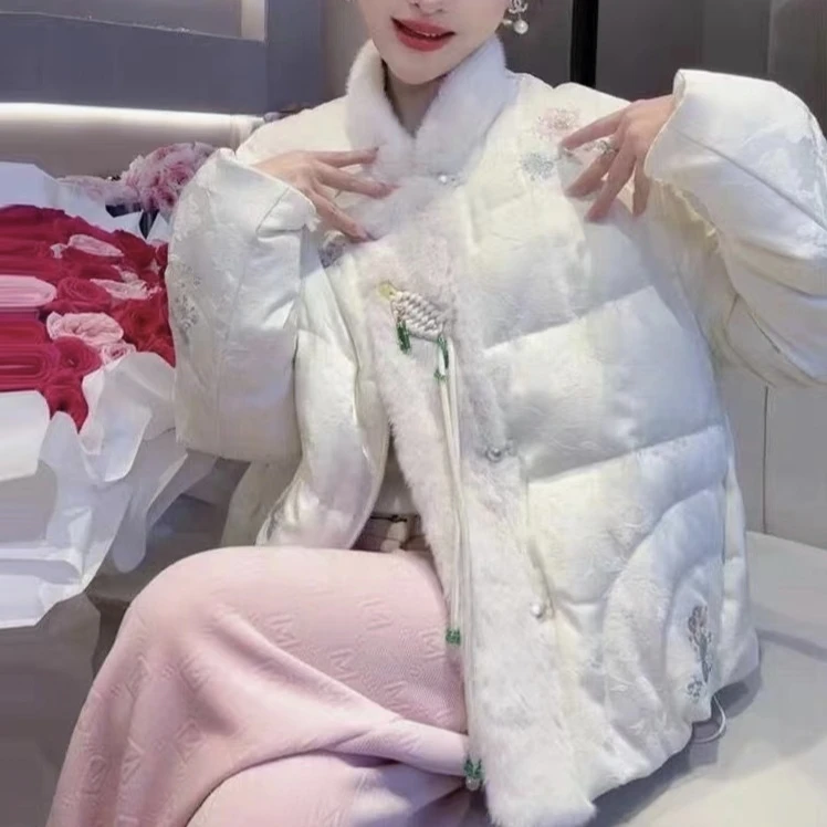 董小姐/新中式国风刺绣毛毛领外套