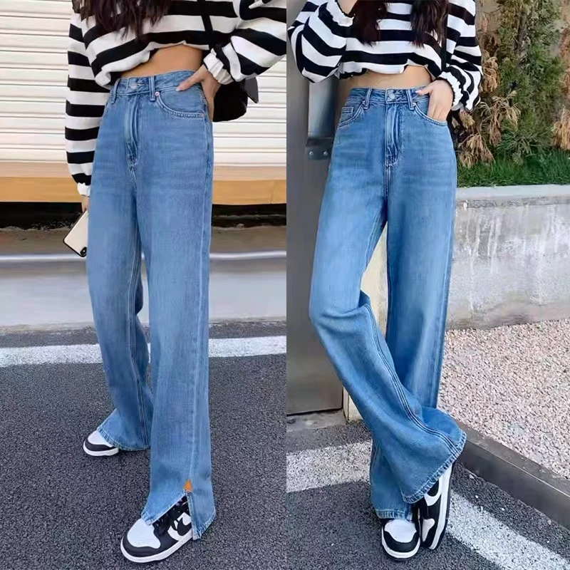 董小姐/【妤思漫】90179开叉牛仔阔腿裤