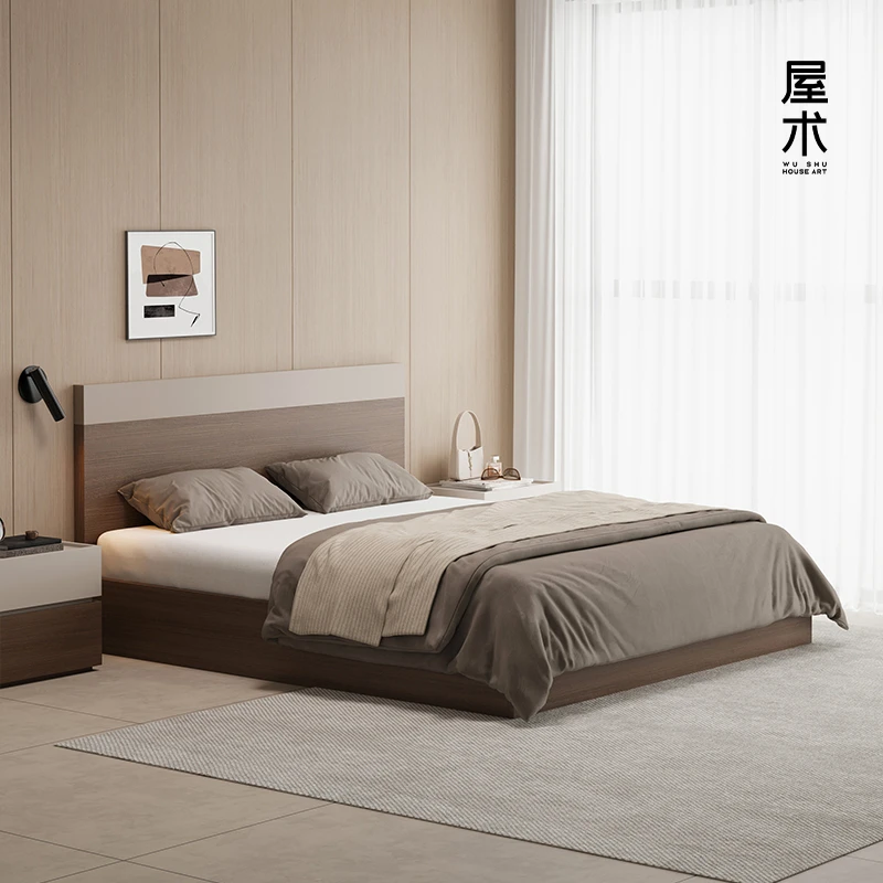 屋术现代简约板式床主卧大床婚床小户型高箱储物床意式极简双人床