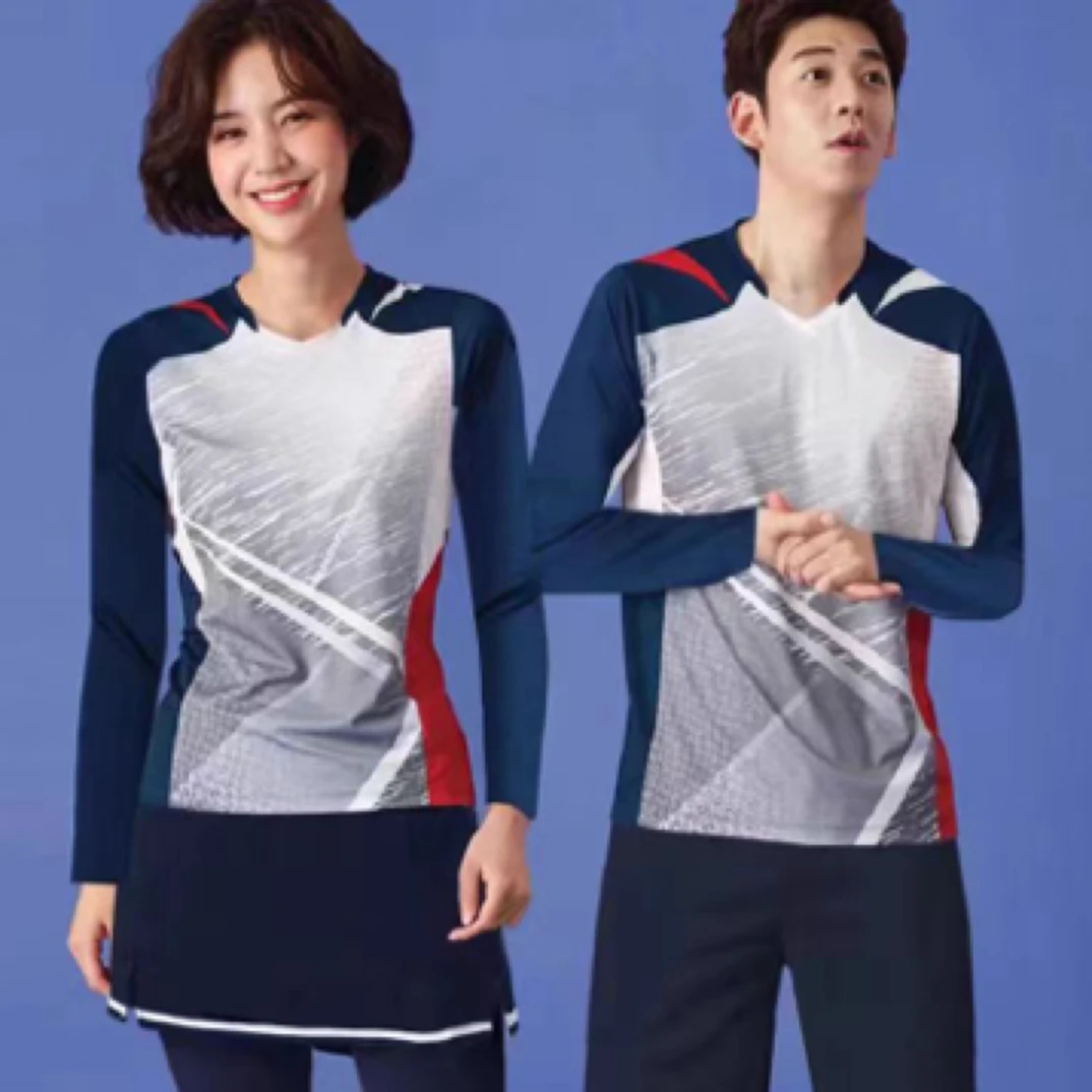 2024秋冬季新款羽毛球服长袖套装男女上衣乒乓网球排球运动服定制