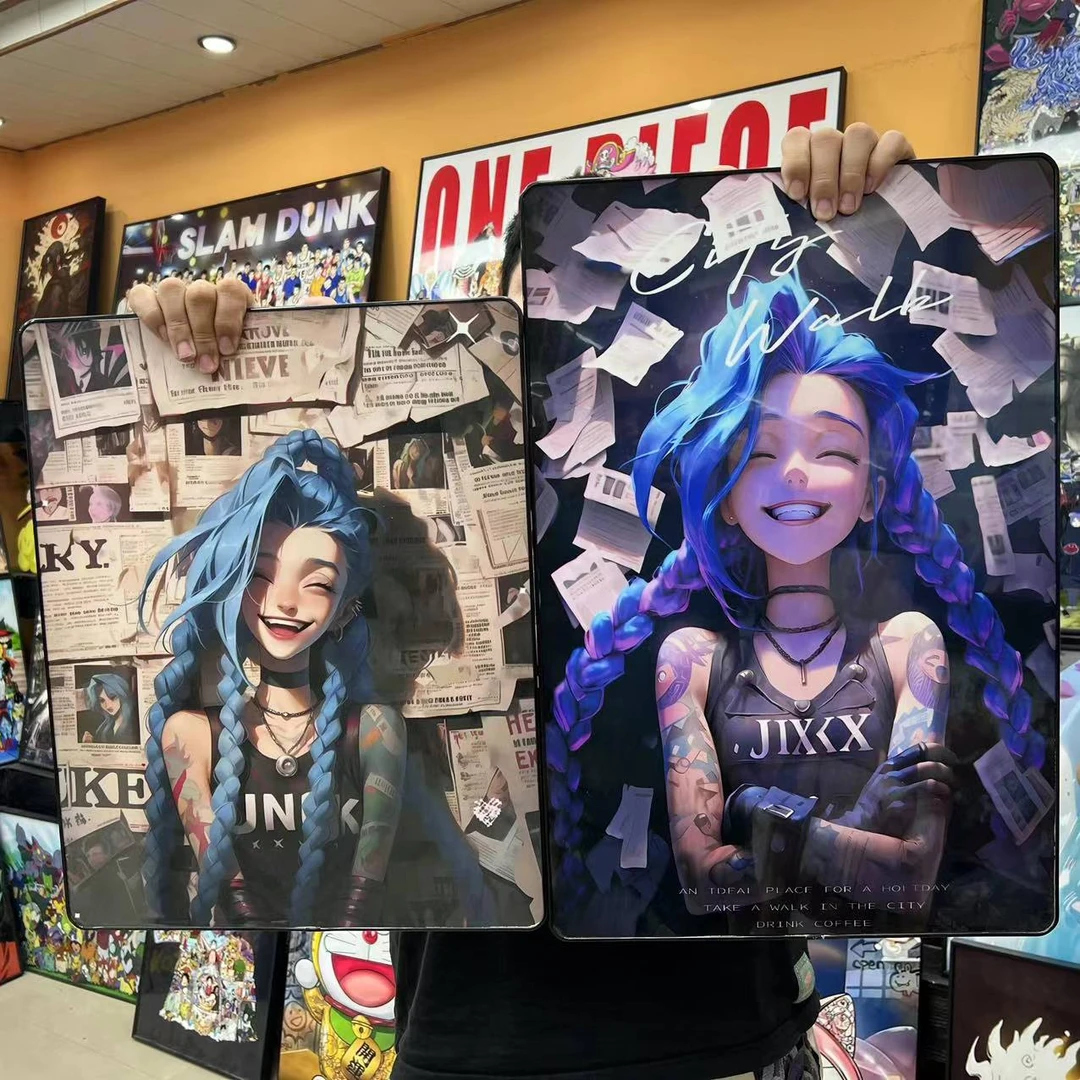 《PVC英雄联盟》金克斯两联角色卧室电竞房挂画30*40