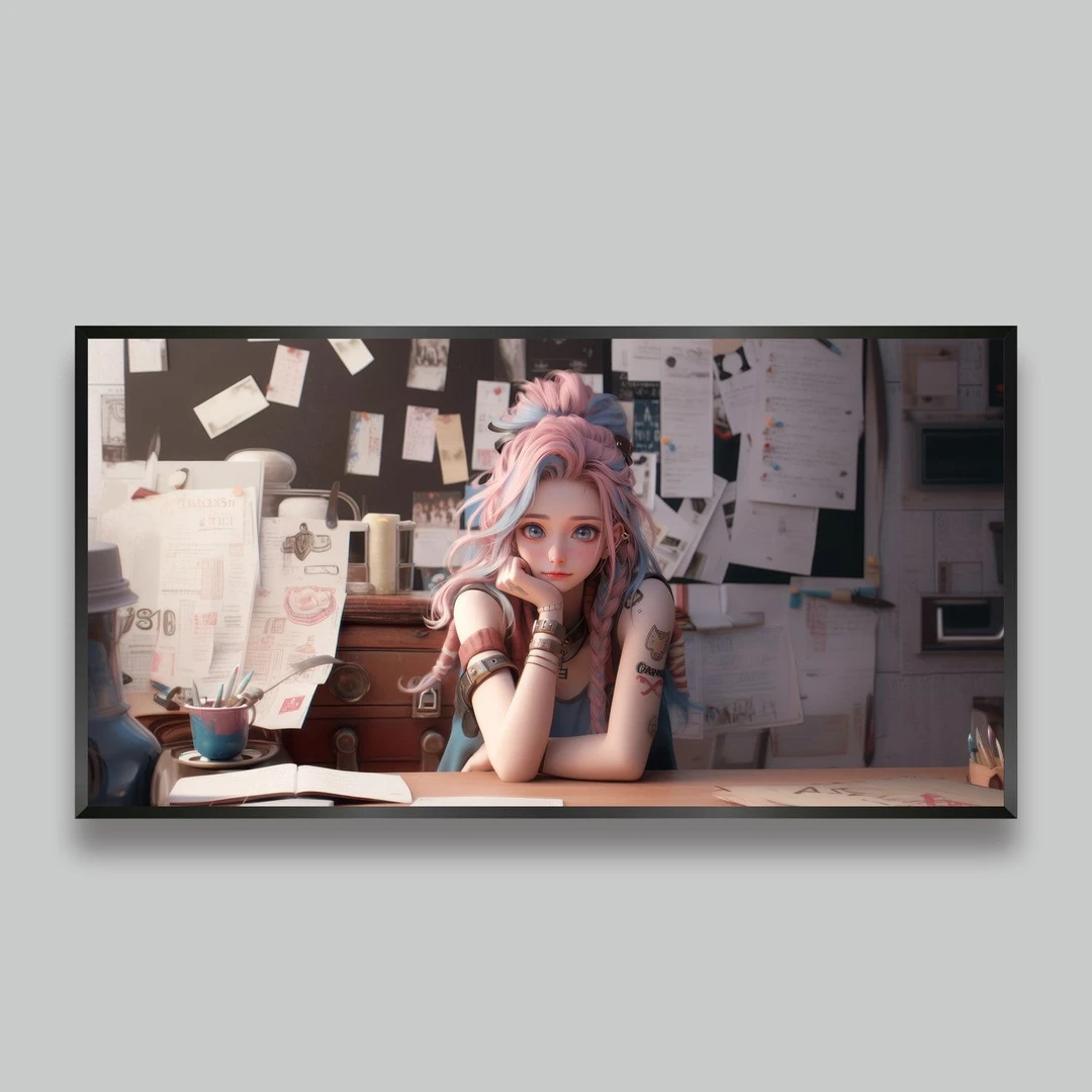 LZ《莎勒大眼芬妮》英雄联盟动漫挂画客厅芬妮4装饰画40*80pvc i2