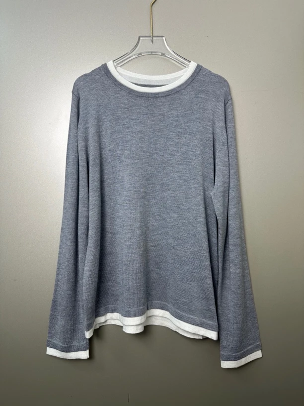 假两件长袖打底衫秋冬款轻量保暖舒适百搭天丝羊毛针织