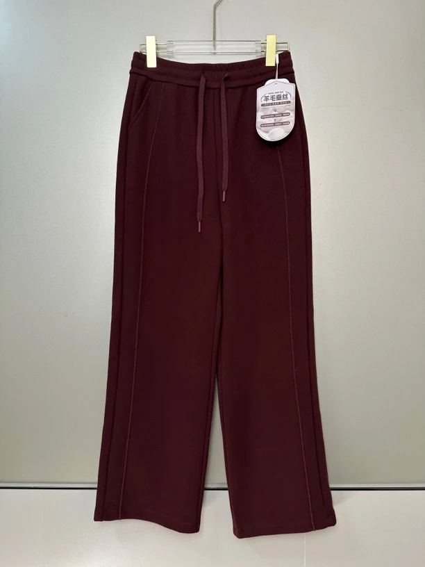 秋冬垂感裤时尚百搭宽松休闲显瘦蚕丝绵羊毛小直筒长裤