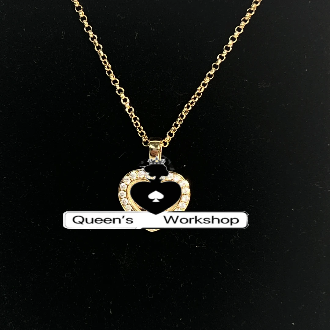 铜合金合成锆石吊坠 【Queen's】2428-90时尚爱心快乐钻项链香槟金