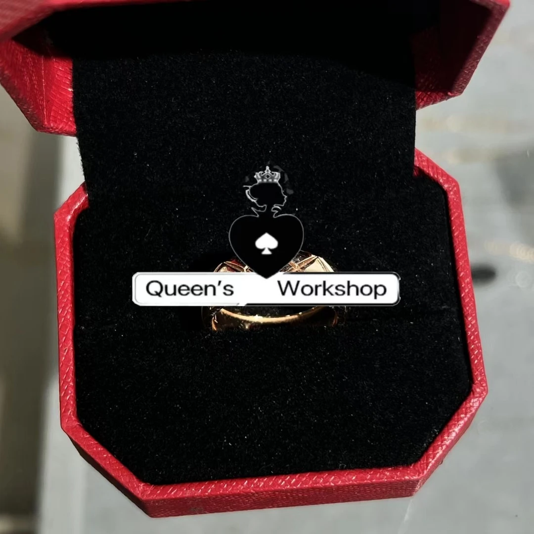 铜合金戒指 【Queen's】6245-93轻奢光板菱格戒指香槟金