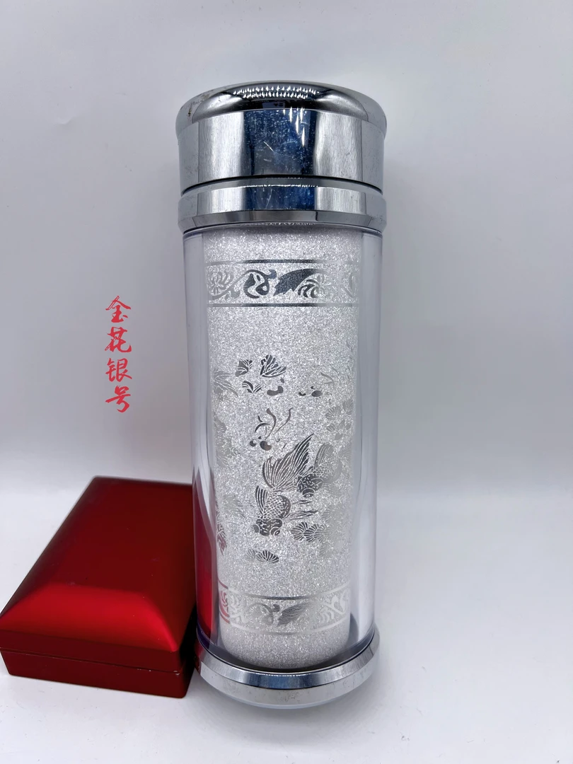 足银银制品 足银杯子[金花银号】银水杯纯手工纯手工家用雪花银