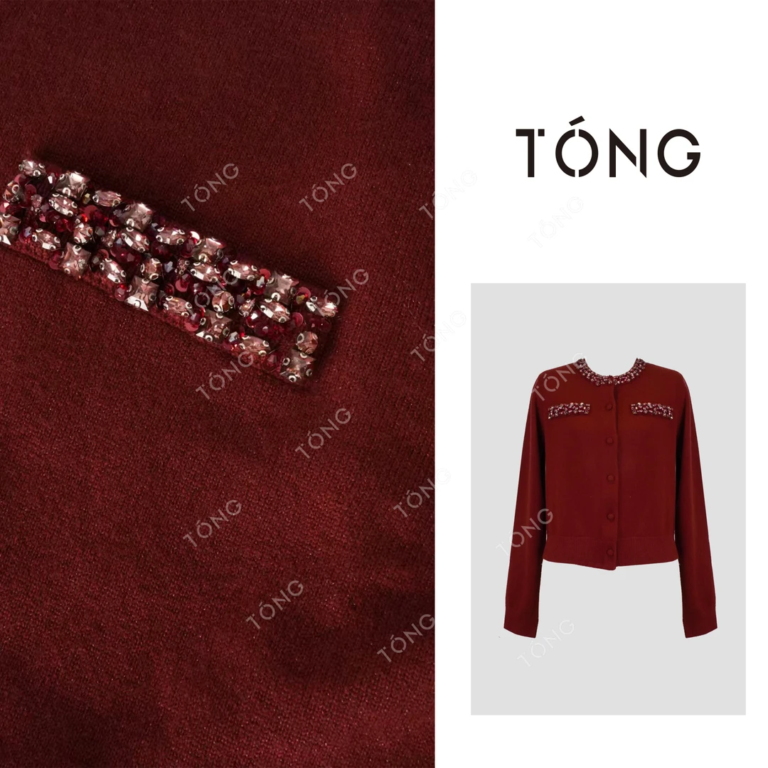 【宫殿】白山羊R巴素兰极细羊毛纯手工钉钻针织开衫 GM039