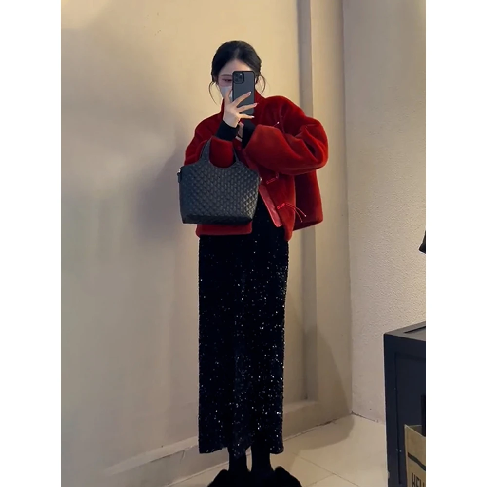 新年过年战袍红色订婚小香风外套今年流行漂亮套装裙冬季女高级感