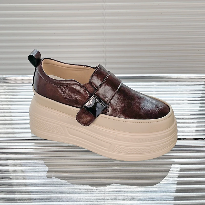 【8公分】魔术贴厚底女鞋2024秋季新款低帮百搭小个子增高休闲鞋