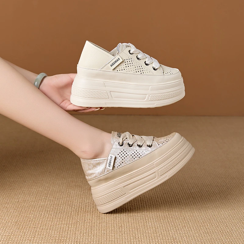 【枫枫专属】透气镂空休闲鞋女2024夏季松糕厚底两穿时尚女鞋