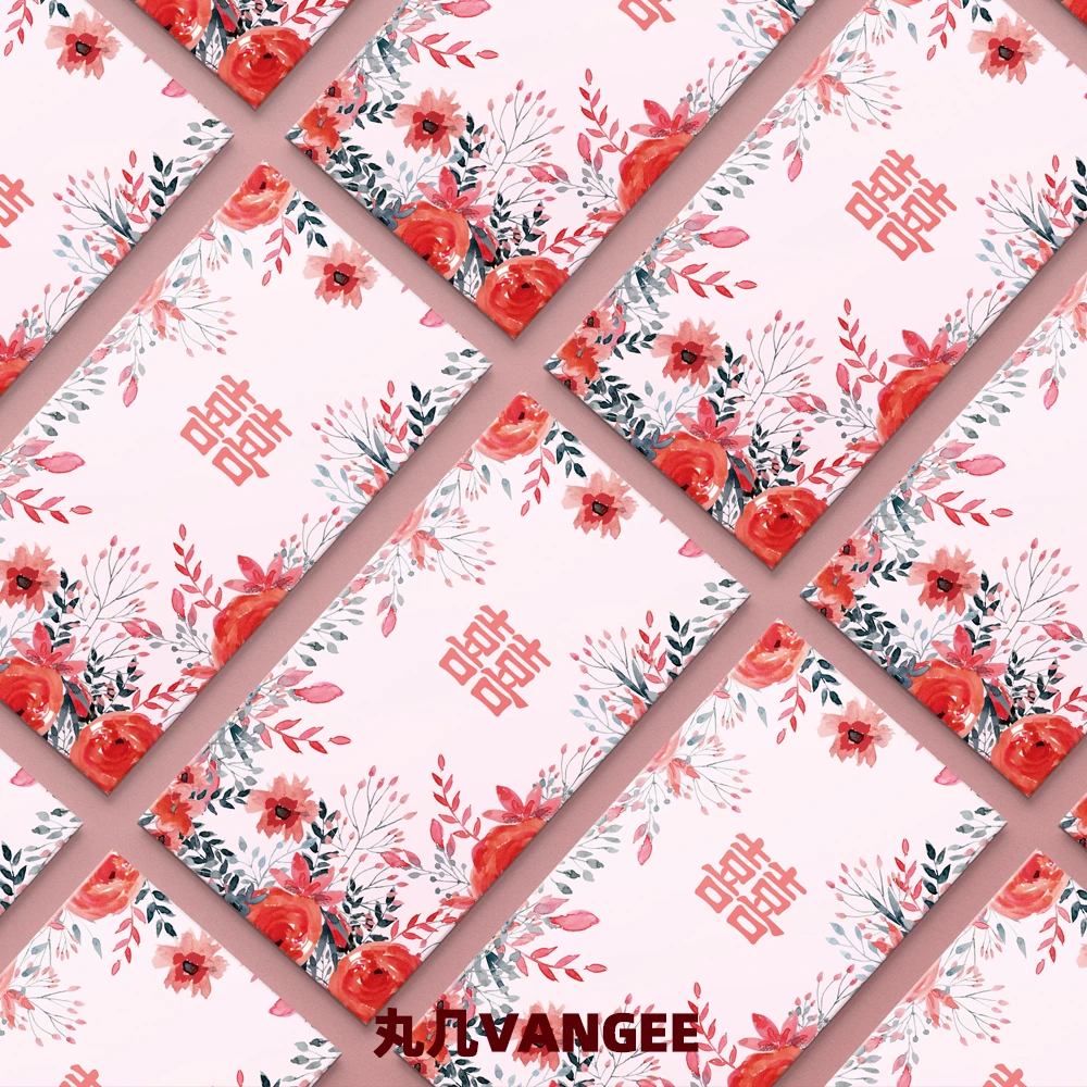 浪漫喜字红包粉色婚礼古风主题接亲宴会结婚宫廷风复古花朵利是封