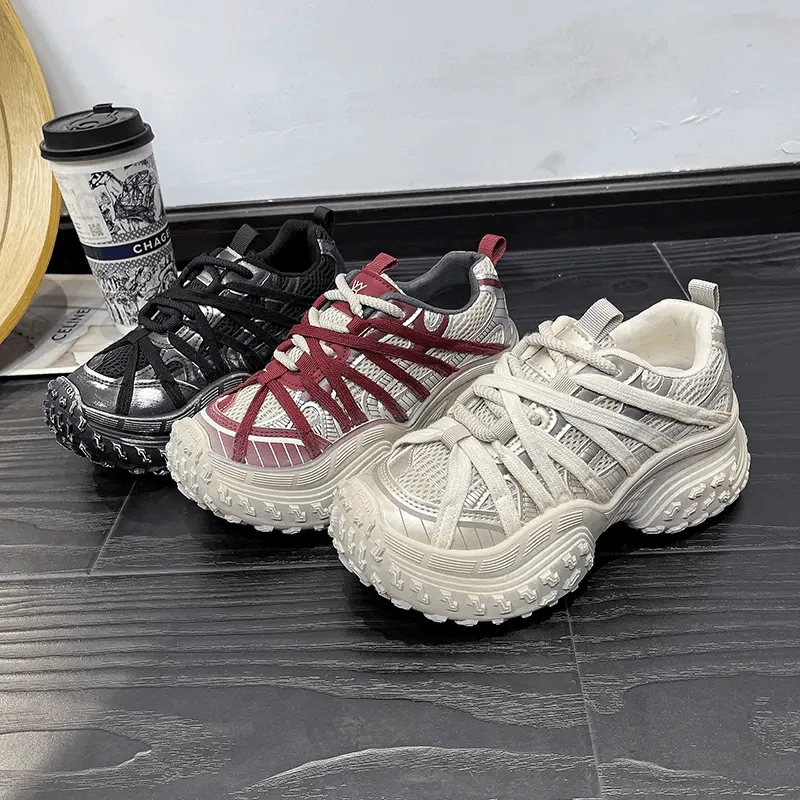 网红欧洲站厚底复古老爹鞋女2024夏季新款韩版增高休闲拼色运动鞋