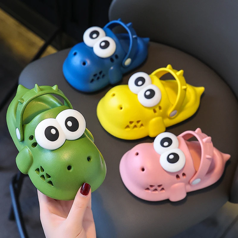 2024新款恐龙凉鞋儿童洞洞鞋户鞋沙滩软底防滑小孩洗澡幼儿拖鞋男