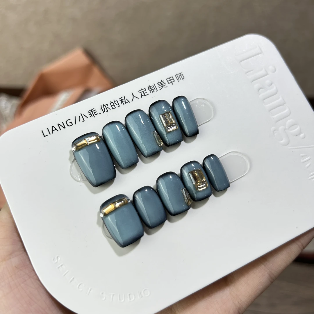 【奶蓝】高端纯手工定制 穿戴甲 轻奢美甲显白气质穿戴式