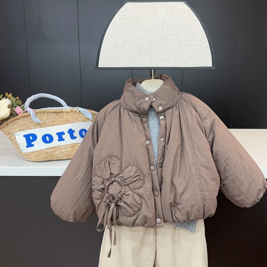 【现货】leomama女童冬装花朵外套秋冬款女宝宝棉袄儿童加厚棉服