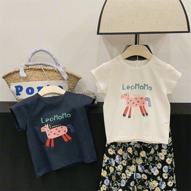 现货【佩奇马】童装女童圆领T恤夏装上衣百搭儿童大童卡通短袖t恤