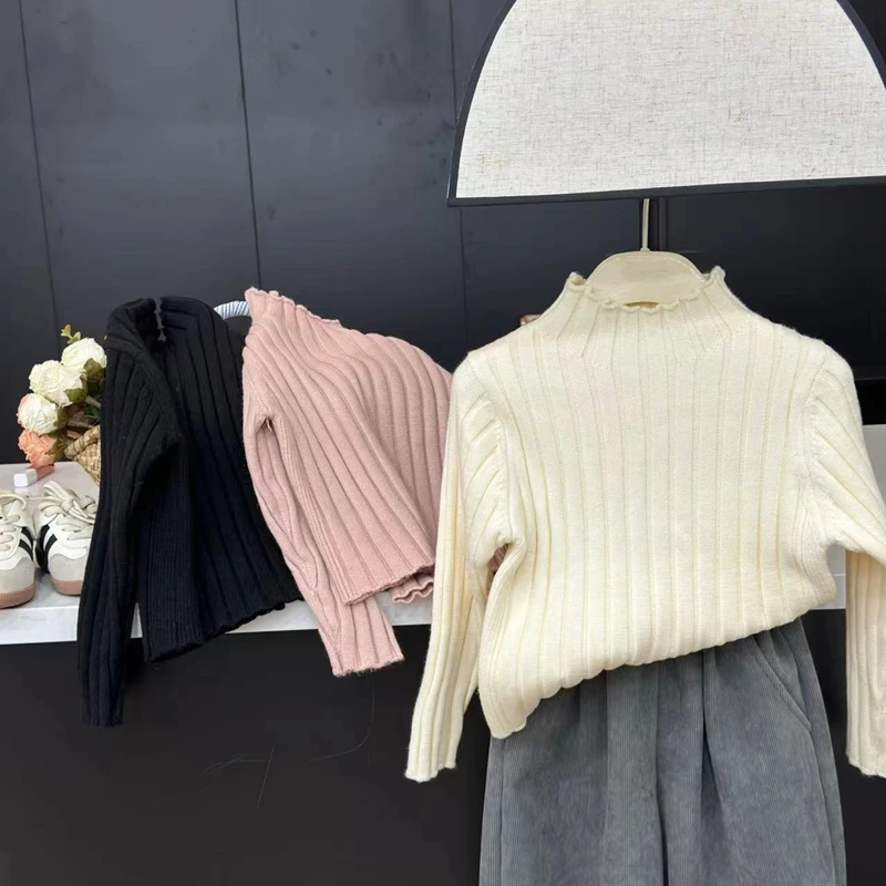 【现货】Leomama女童毛衣秋冬装加厚儿童韩版洋气半高领针织打底衫