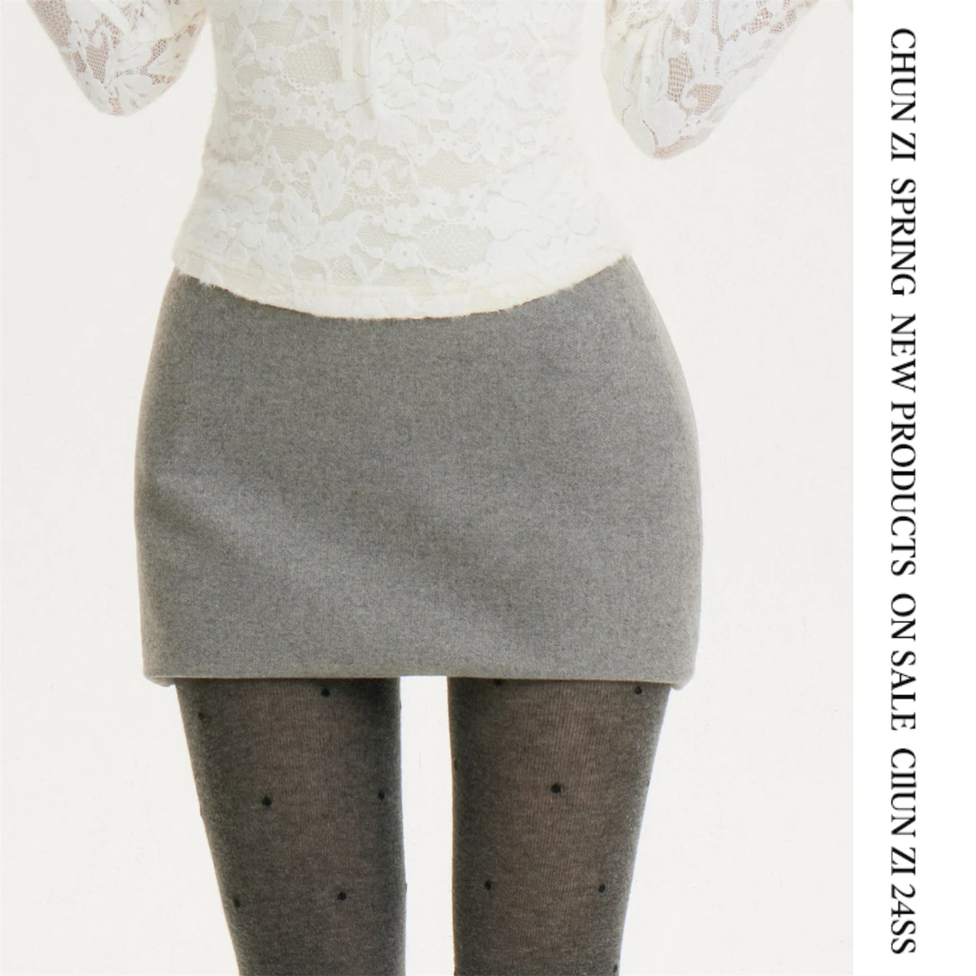 【CHUN ZI】秋冬百搭基础款极简短裙修身显瘦包臀裙