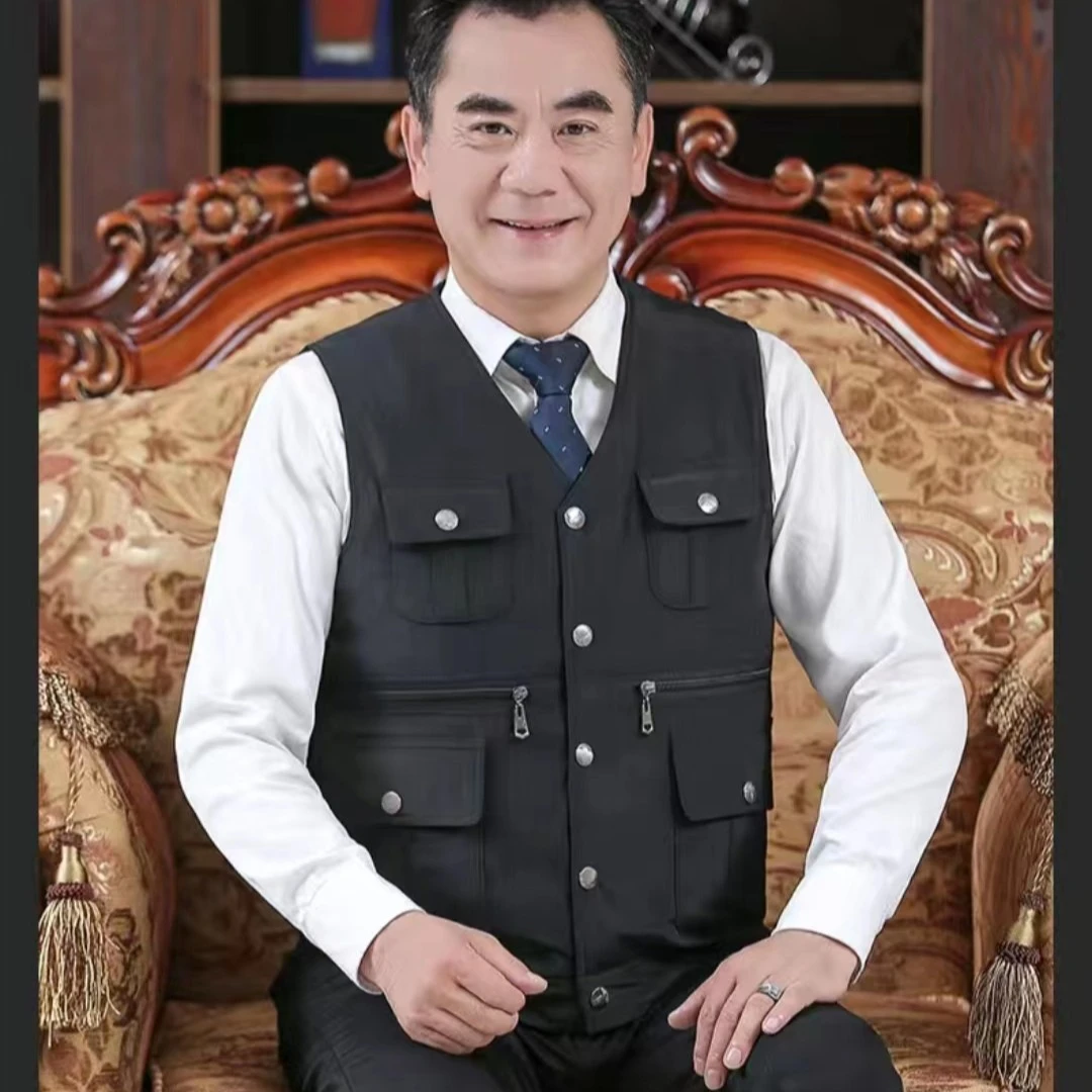 中老年羊毛羊皮马甲皮毛一体真皮背心加厚保暖爸爸装男士坎肩冬季