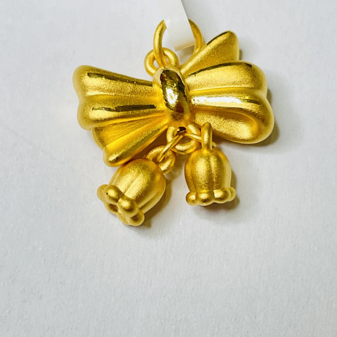 【旺旺专享】足金吊坠  蝴蝶结风铃花  1.82