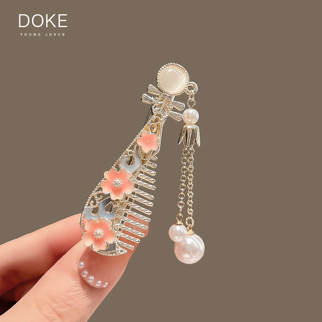 琵琶发夹女气质刘海侧边夹发卡汉服头饰鸭嘴夹复古国风网红复古