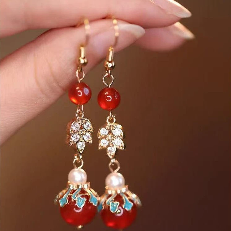 新中式国风长款流苏耳环女高级感古风汉服耳坠2024新年款气质耳饰