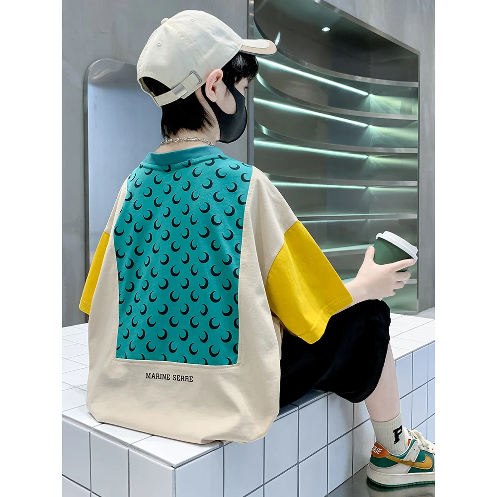 儿童装男童夏装短袖T恤2024新款中大童男孩夏季夏款洋气上衣潮牌t