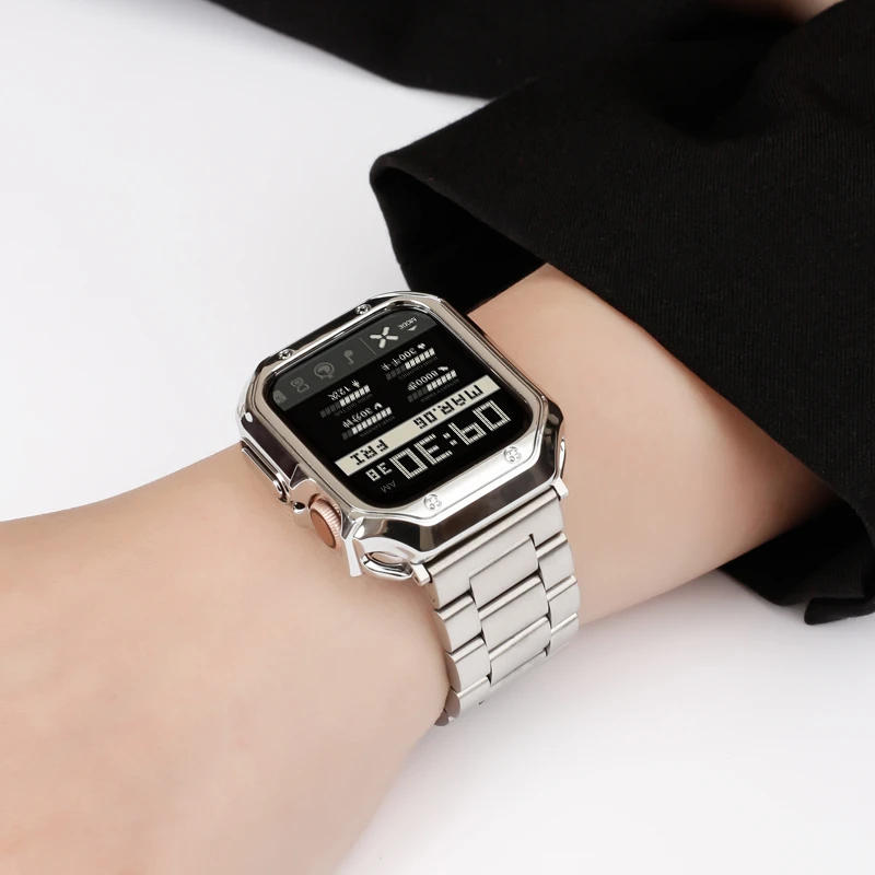 适用苹果手表表带iWatchs8表壳S10金属AppleWatch7不锈钢S7保护壳