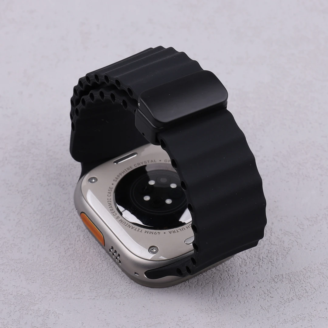 适用苹果手表applewatchs987Ultra新款654se2硅胶磁吸折叠扣表带