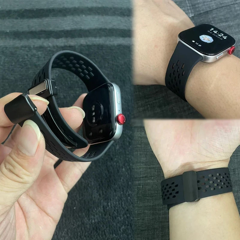 适用华为watch fit4表带网洞硅胶磁吸扣手表华为FIT3男女夏天透气