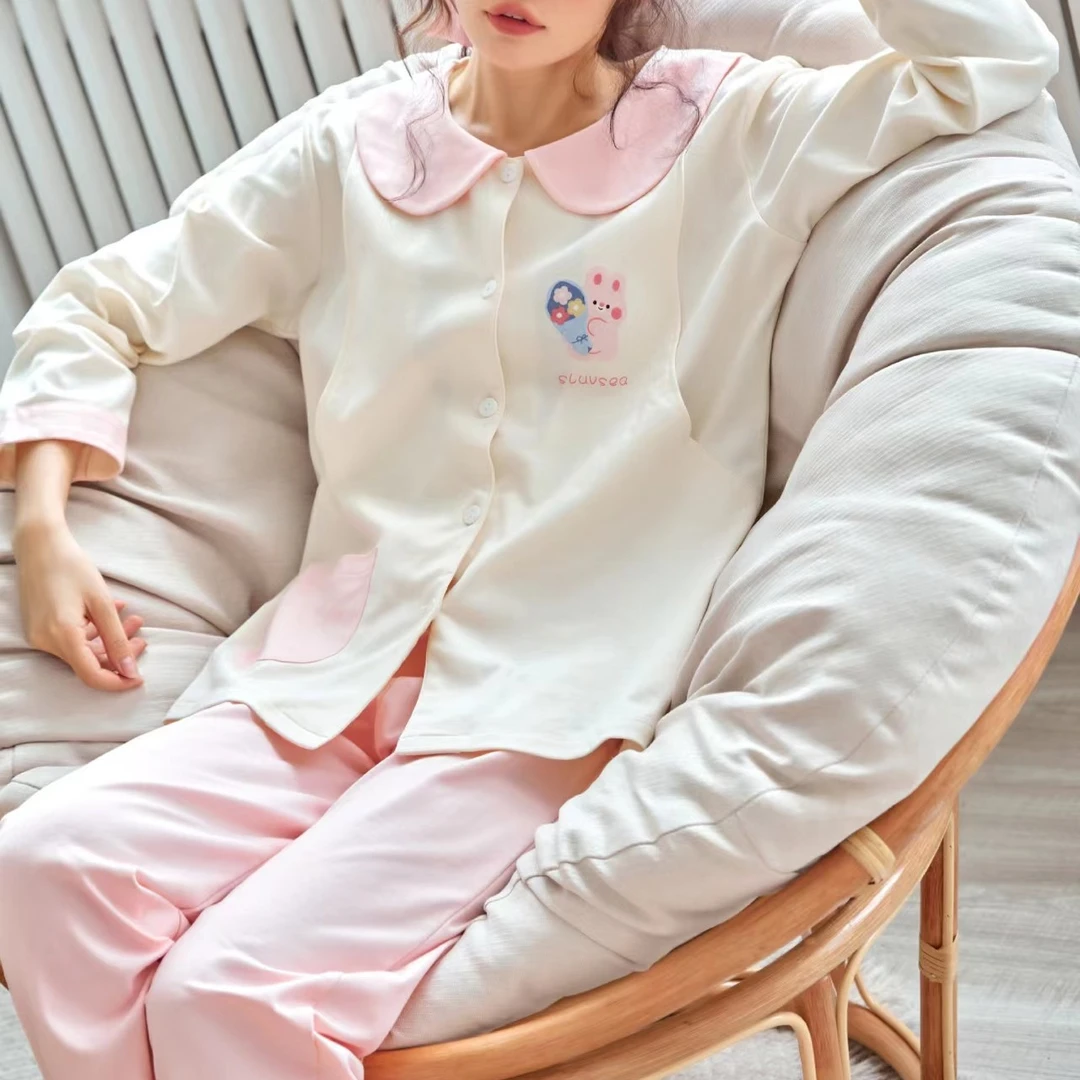 纯棉哺乳睡衣月子服