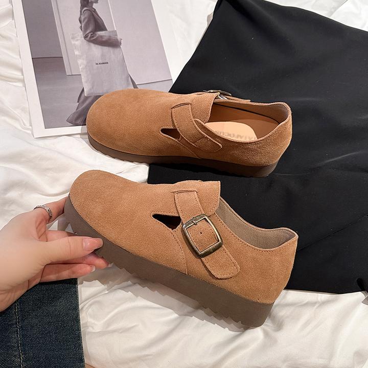 全包真皮厚底博肯鞋女2024新款春秋平底懒人一脚蹬外穿豆豆鞋单鞋