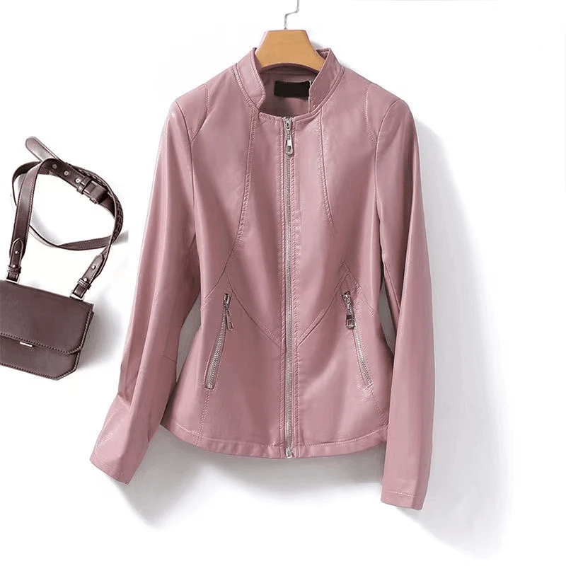 2025春秋新款立领海宁真皮皮衣外套女短款修身时尚韩版显瘦皮夹克