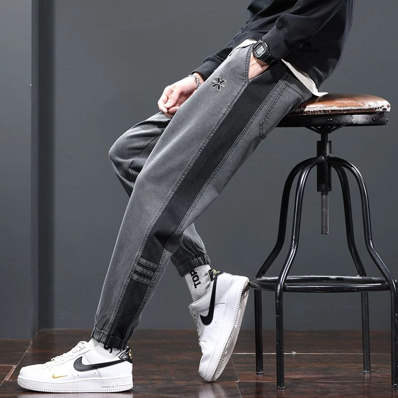 哈伦裤男2025春季新款工装松紧腰拼接休闲百搭宽松潮流长裤