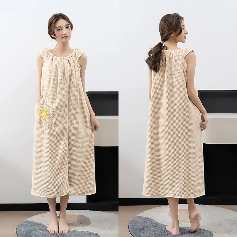 加长款浴巾女可穿可裹成人大码家用比纯棉吸水不掉毛吊带浴裙浴袍