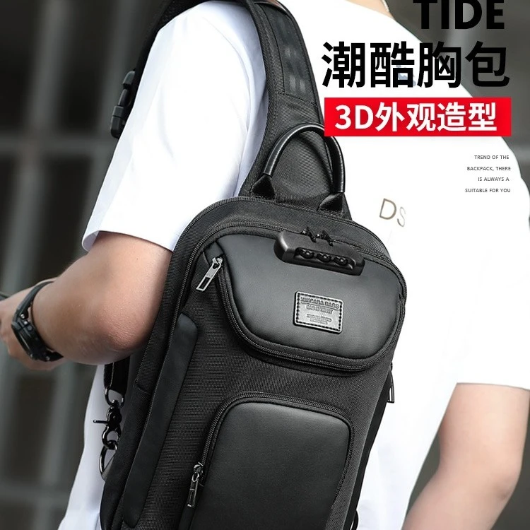 腰包2023新款男士胸包男包休闲单肩包夏季斜挎包多功能大容量背包